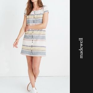 Madewell Texture & Thread Cap-Sleeve Dress in Stripe L8525 • M
